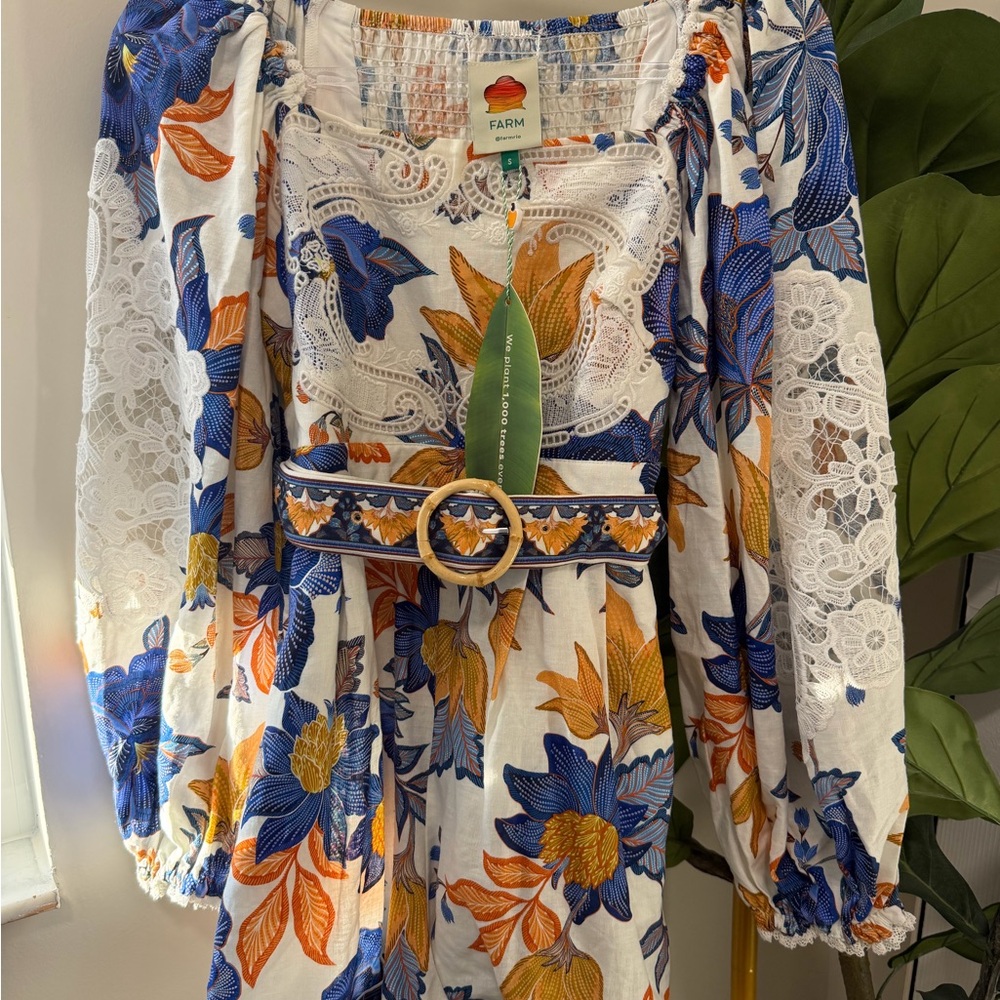 FARM Rio Floral Blouse in Blue and Orange - Picture 3 of 10